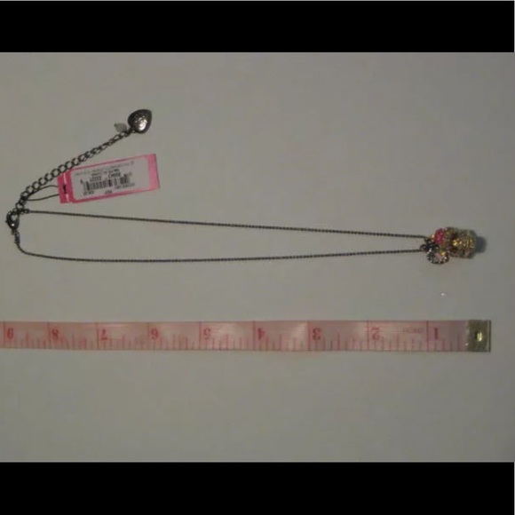 Betsey Johnson Crystal Rose Skull Pendant Necklace - Picture 4 of 6